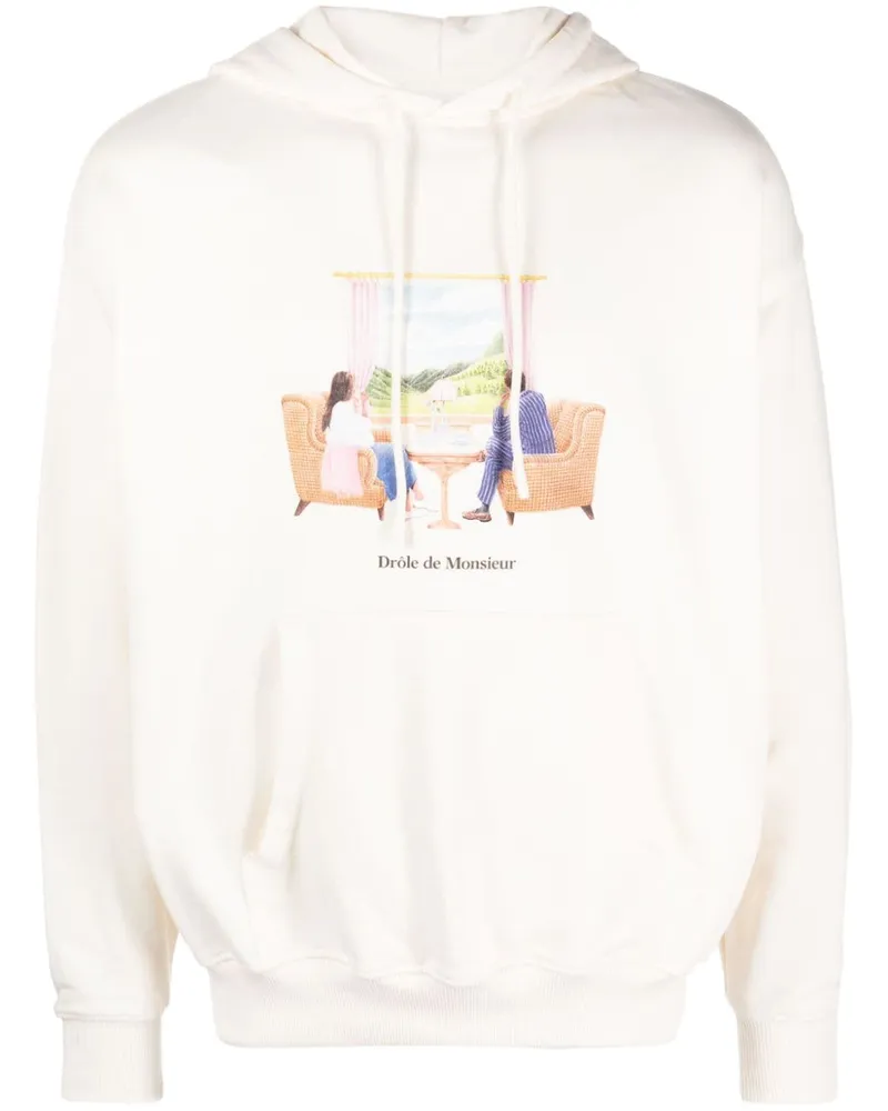 Drôle de Monsieur Voyage Hoodie mit Logo-Print Nude