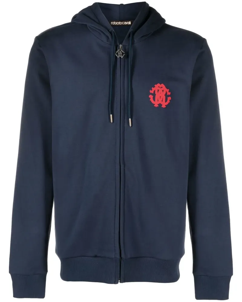Roberto Cavalli Kapuzenjacke mit Logo-Print - Blau Blau