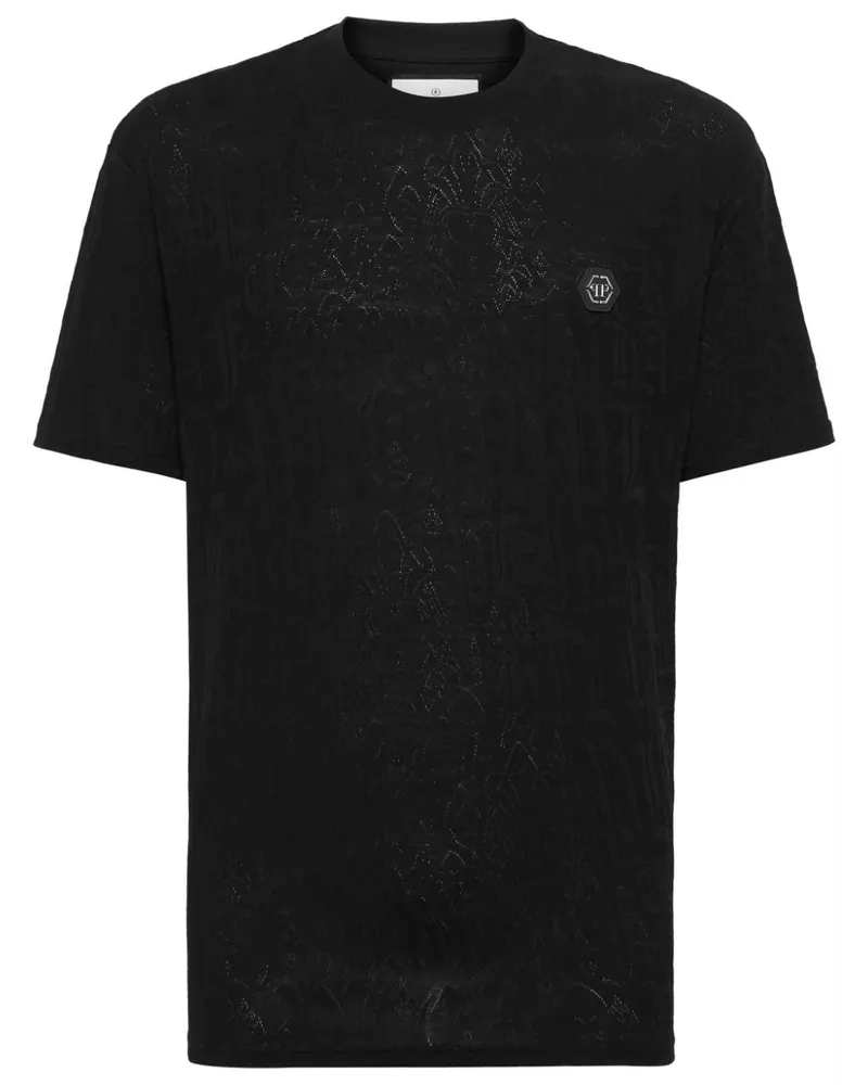 Philipp Plein T-Shirt mit Monogrammmuster - Schwarz Schwarz