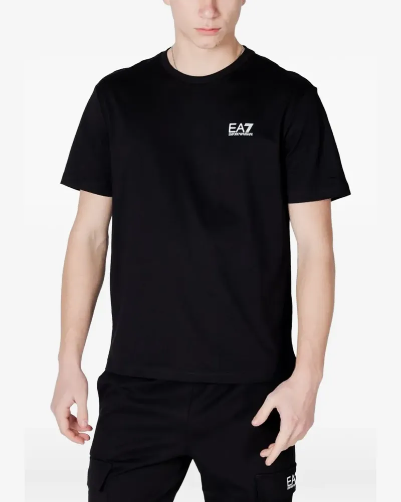 EA7 T-Shirt mit Logo-Print - Schwarz Schwarz