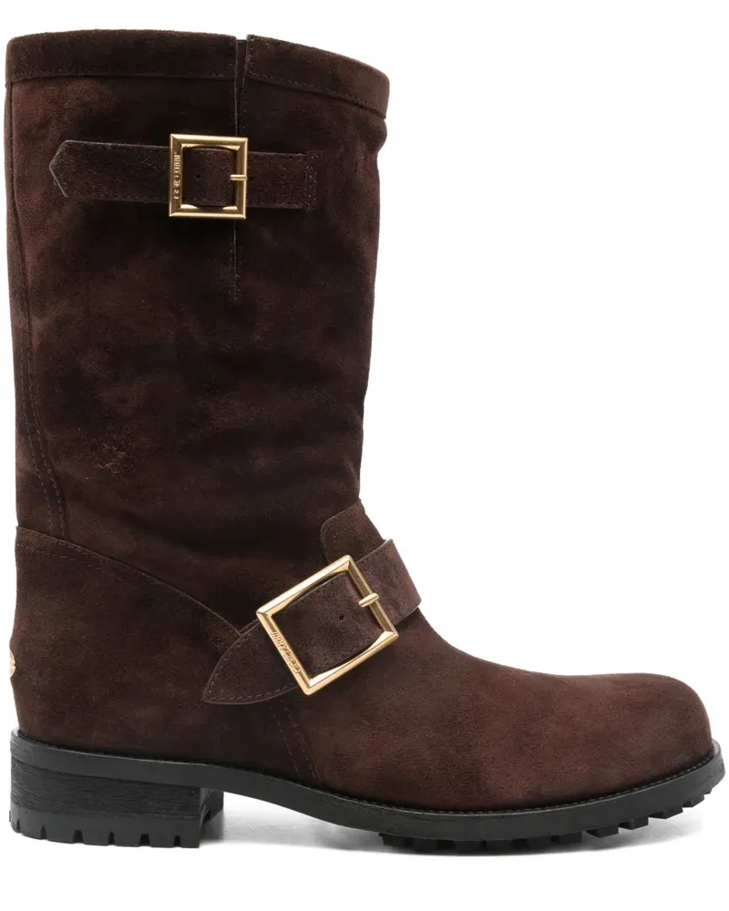 Jimmy Choo buckle biker suede boots - Braun Braun