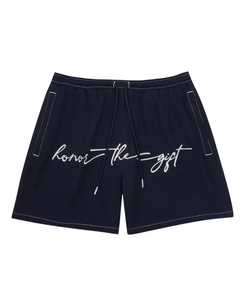 Honor The Gift embroidered drawstring shorts - Blau Blau