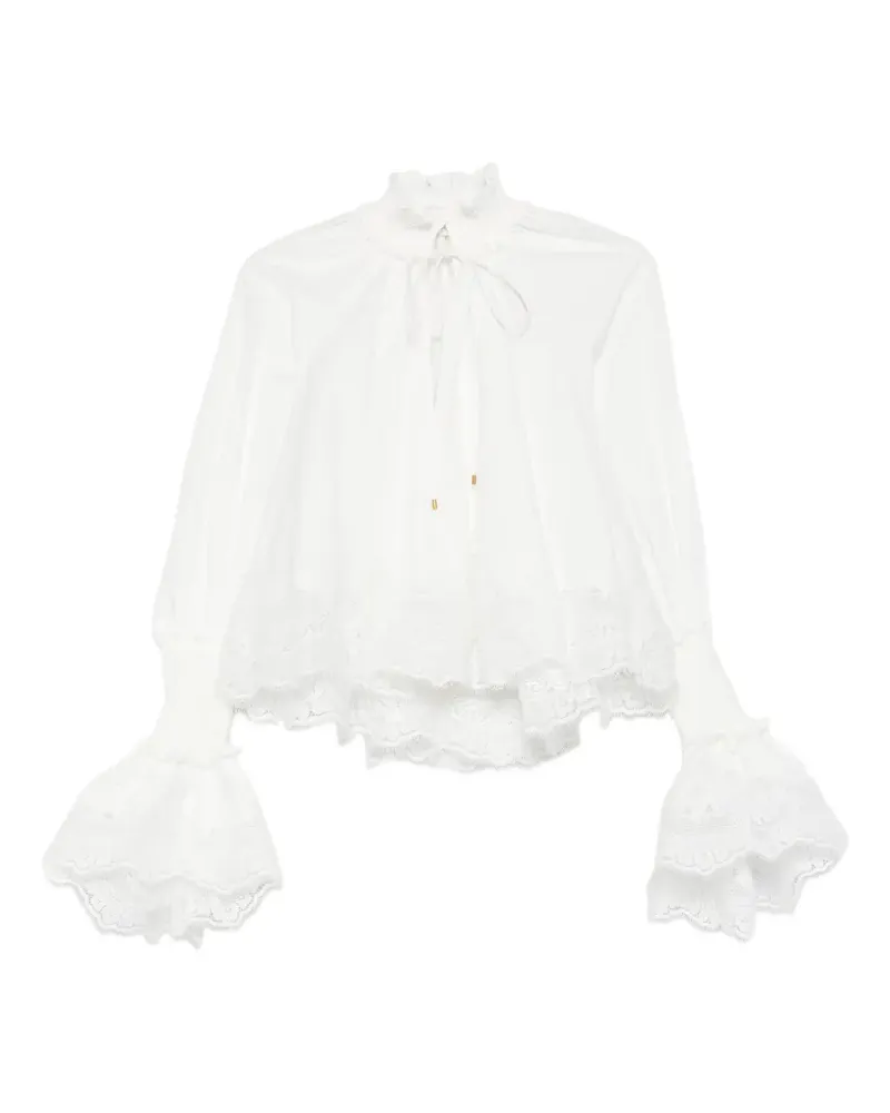Zimmermann Alchemy lace-trim gathered shirt - Weiß Weiß