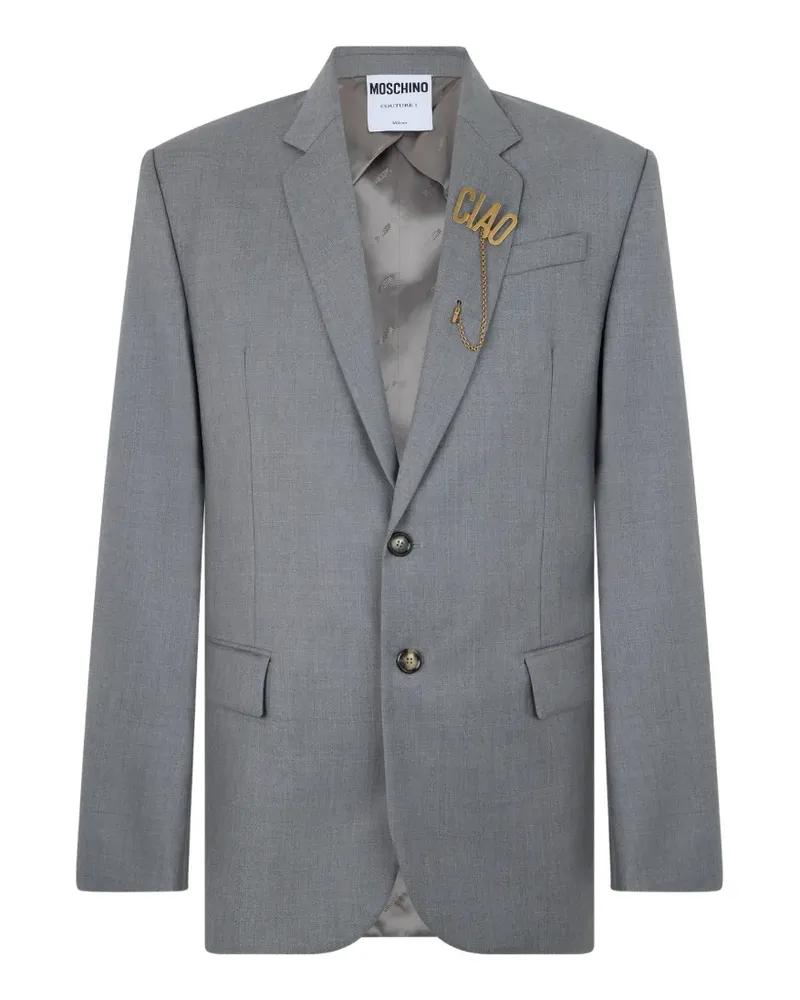 Moschino logo-pin single-breasted blazer - Grau Grau
