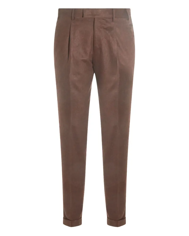 PT TORINO Bundfaltenhose mit Bündchen - Braun Braun