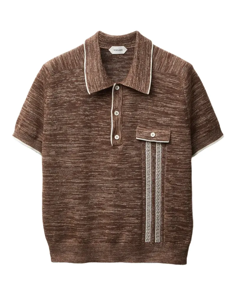 Versace Gestricktes Mouliné-Jacquard-Poloshirt - Braun Braun