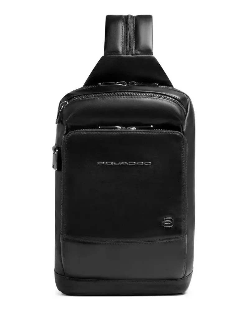 Piquadro logo-appliqué shoulder bag - Schwarz Schwarz