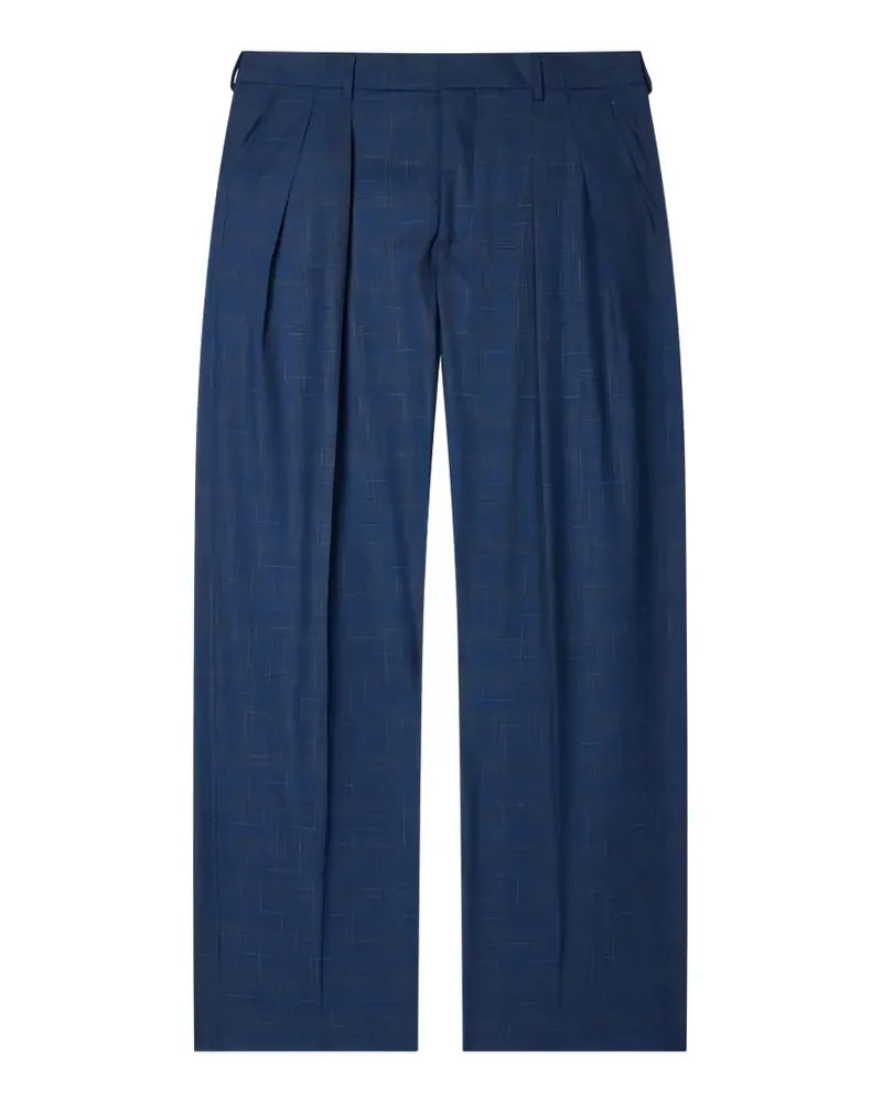 Paul Smith Wollhose mit Space-Dye-Karo - Blau Blau