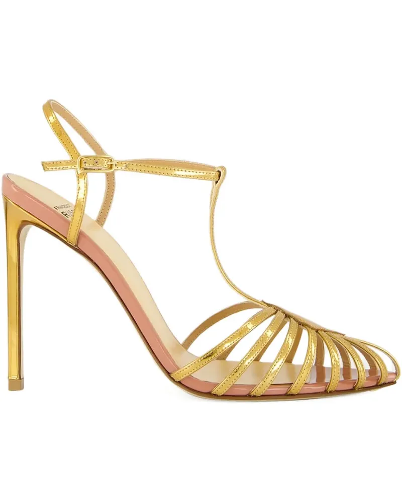 Francesco Russo 105mm metallic-finnish heeled sandals - Gold Gold
