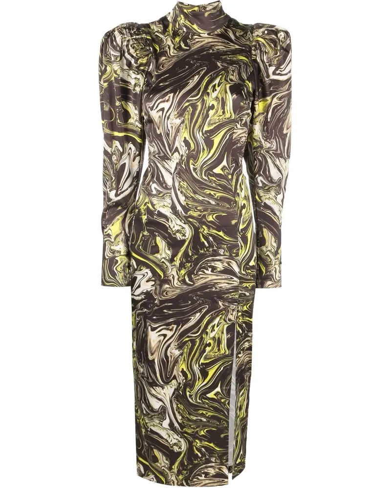 ROTATE Birger Christensen Kleid mit abstraktem Print - Schwarz Schwarz