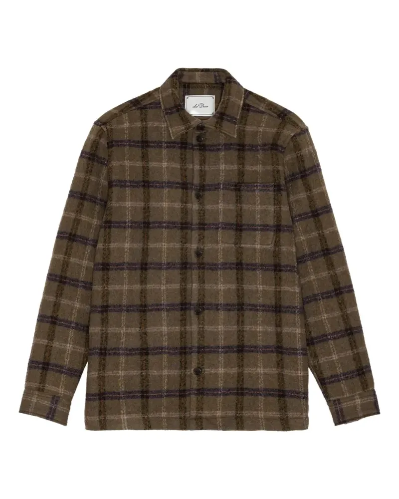 LES DEUX Caribou check-pattern button-up jacket - Braun Braun