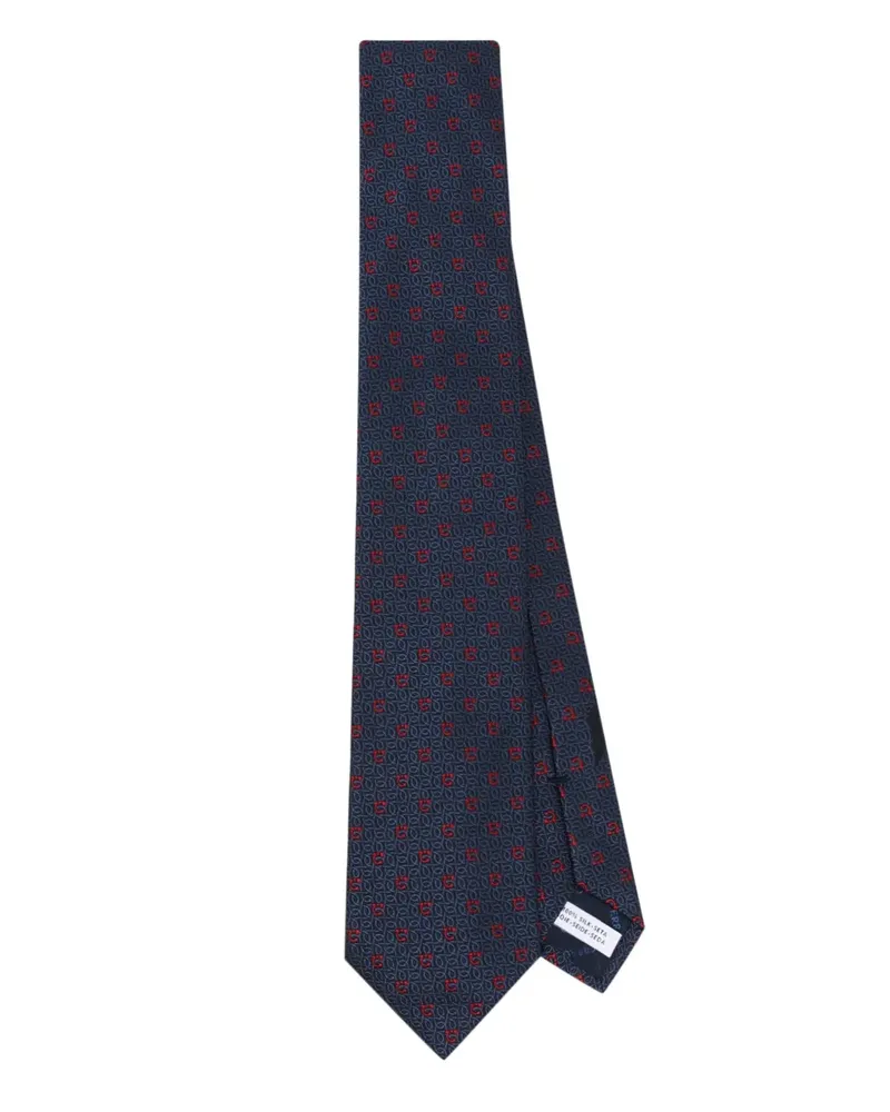 Ferragamo Gancini Jacquard Krawatte - Blau Blau
