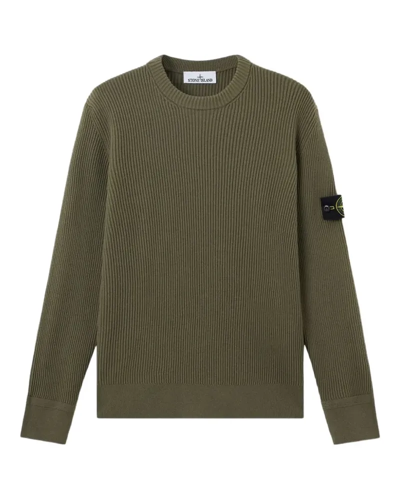 Stone Island regular-fit crewneck jumper with fine-ribbed trims - Grün Grün