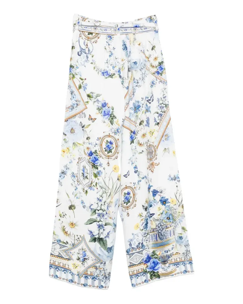 Camilla floral-print belted palazzo pants - Weiß Weiß