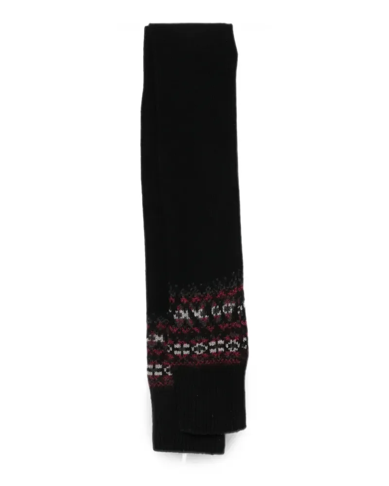 Yohji Yamamoto fair isle knit scarf - Schwarz Schwarz