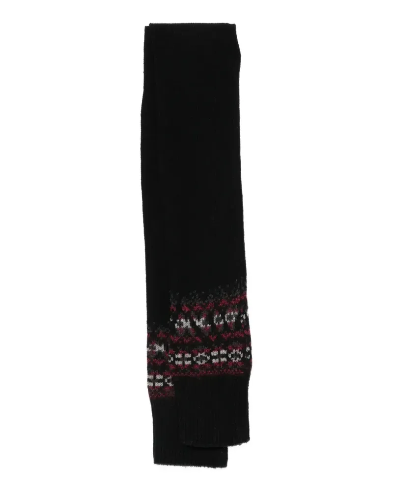 Yohji Yamamoto Schal mit Fair-Isle-Muster - Schwarz Schwarz