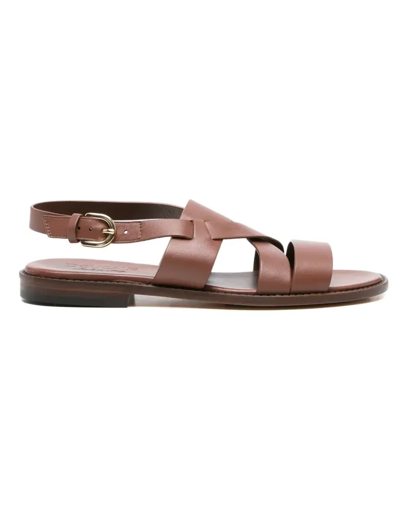 Doucal´s crossover-strap leather flat sandals - Braun Braun