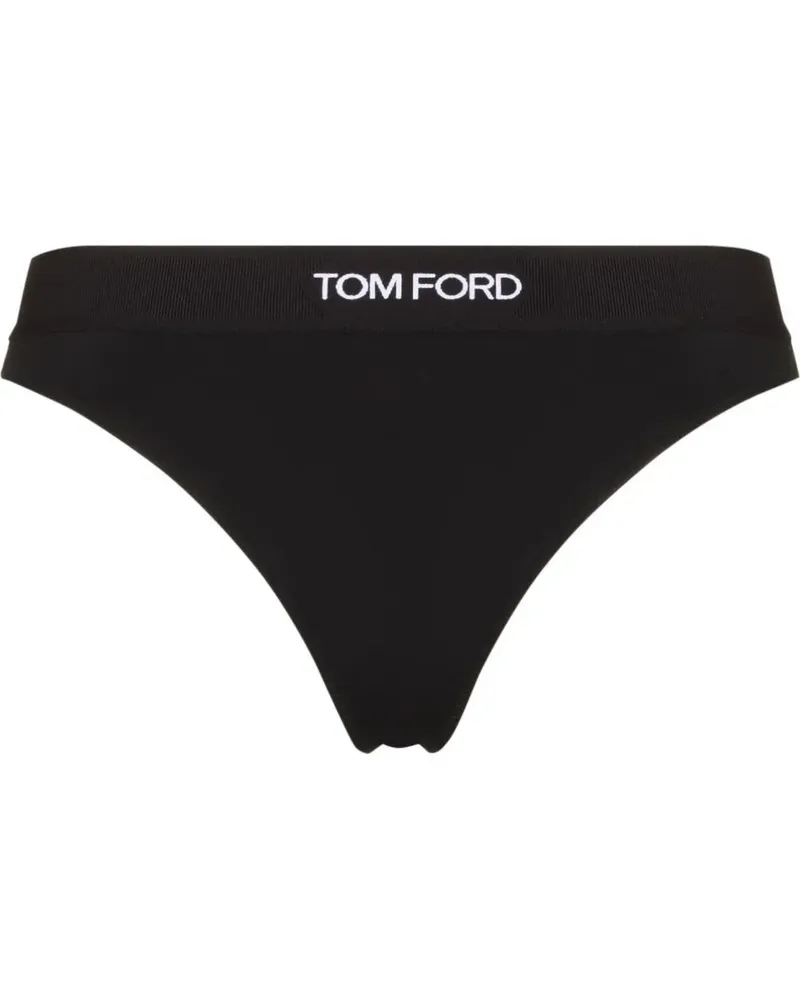 Tom Ford Tanga mit Logo-Bund - Schwarz Schwarz