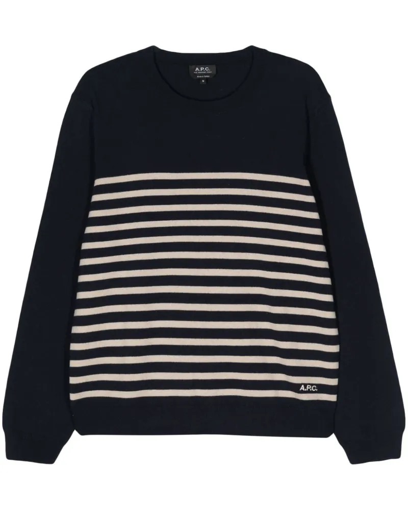 A.P.C. Gestreifter Matthew Pullover - Blau Blau