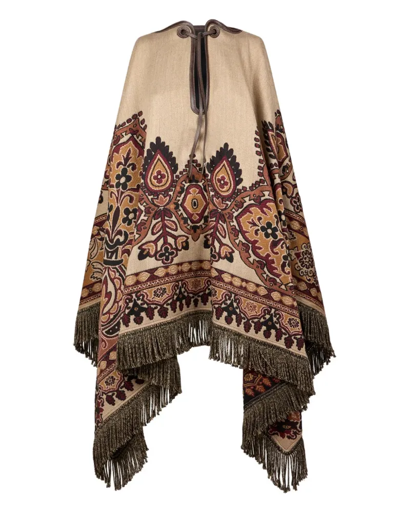 Etro jacquard floral-paisley cape - Nude Nude