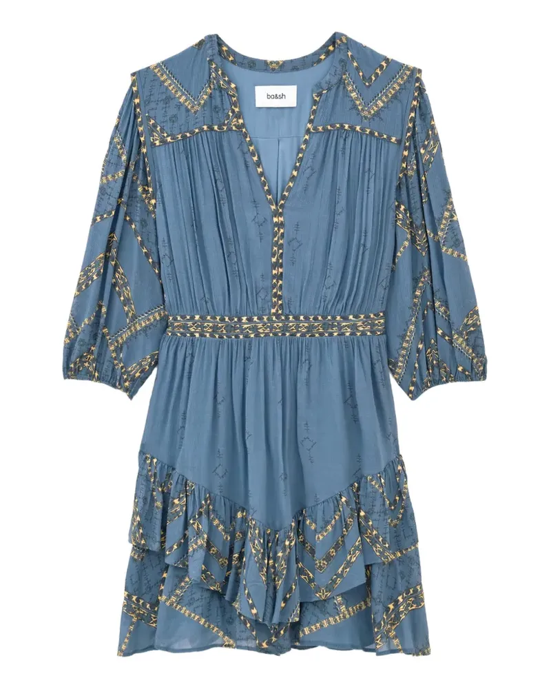 ba&sh Poly Minikleid mit Rüschen - Blau Blau