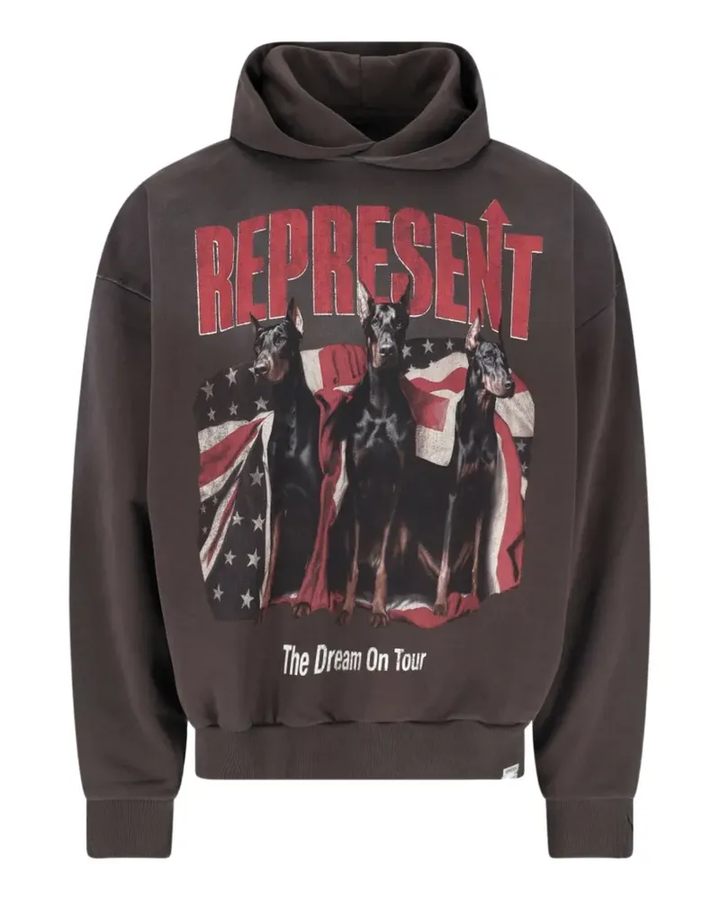 REPRESENT graphic-print cotton hoodie - Braun Braun