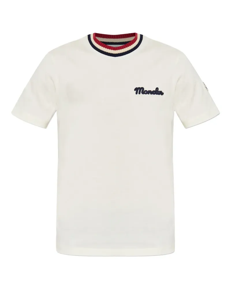 Moncler T-Shirt mit Logo-Stickerei - Weiß Weiß