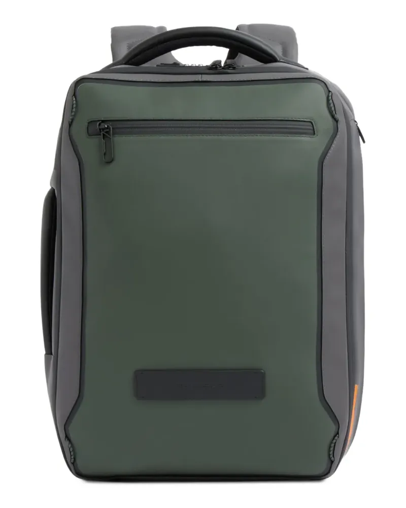 Piquadro Erweiterbarer Rucksack mit Logo-Patch - Grün Grün