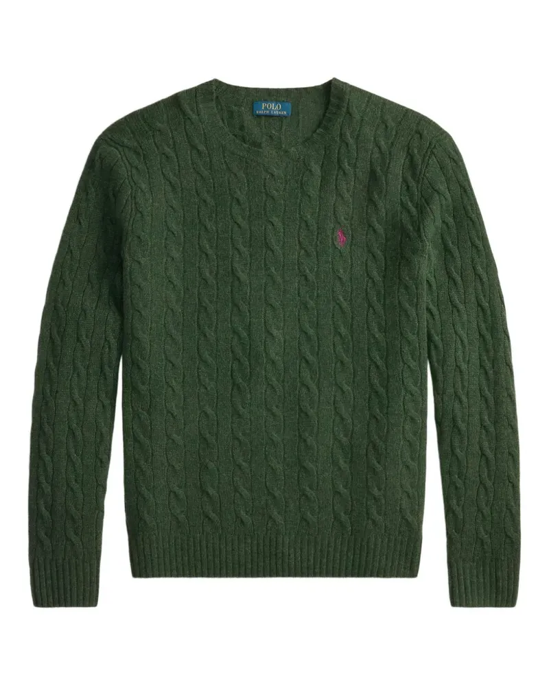 Ralph Lauren Zopfmuster-Pullover mit Pony-Stickerei - Grün Grün