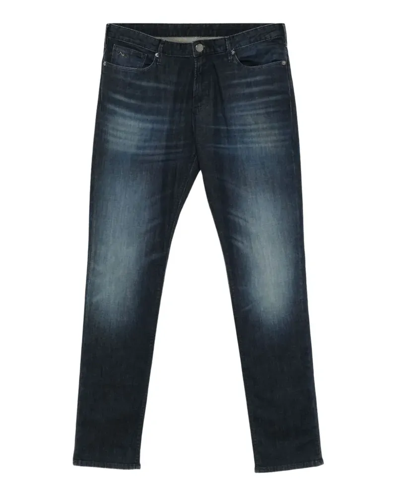 Emporio Armani faded-effect whiskered jeans - Blau Blau