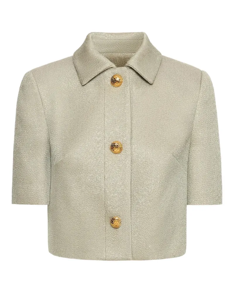 Oscar de la Renta Tweed-Jacke mit Pailletten - Silber Silber