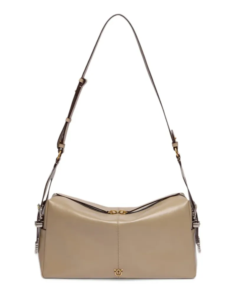 Pinko Love Birds Schultertasche mit Schnallendetail - Nude Nude