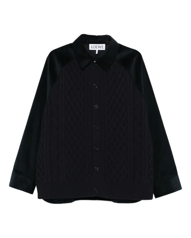 Loewe Cordjacke mit Zopfmuster - Blau Blau