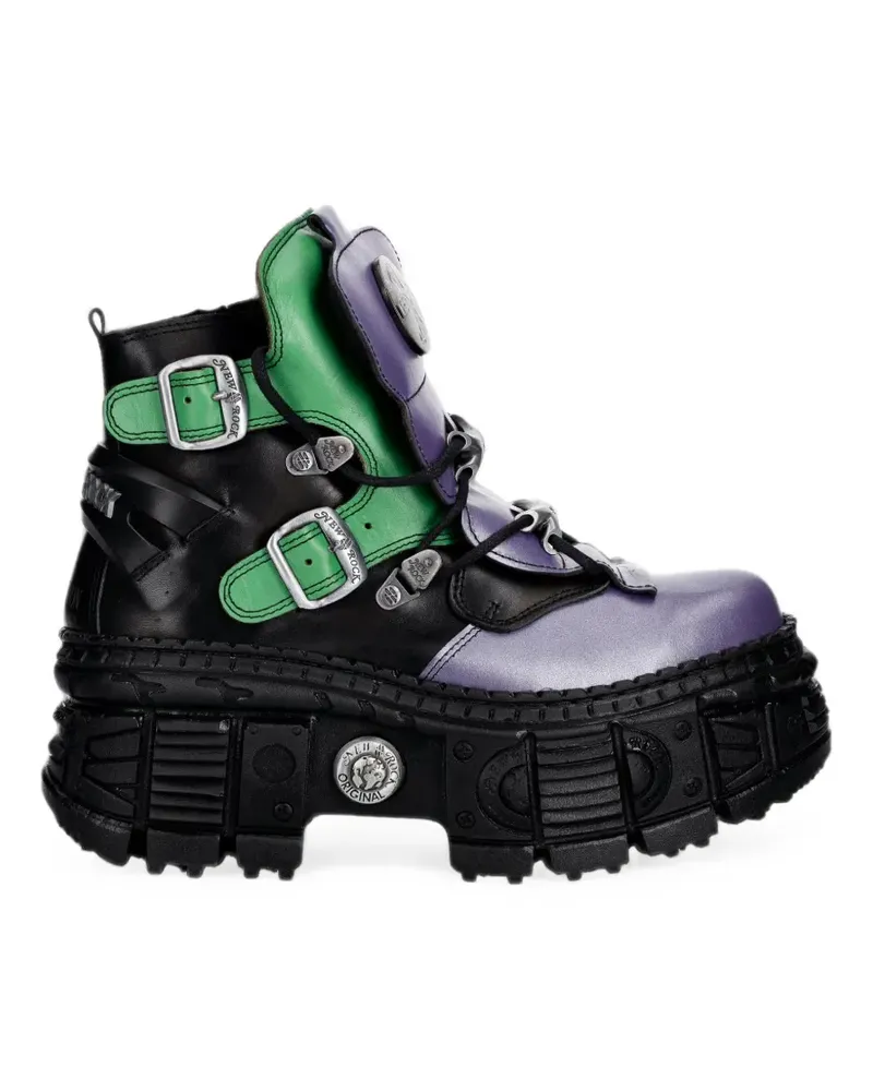 New Rock buckled platform biker boots - Violett Violett