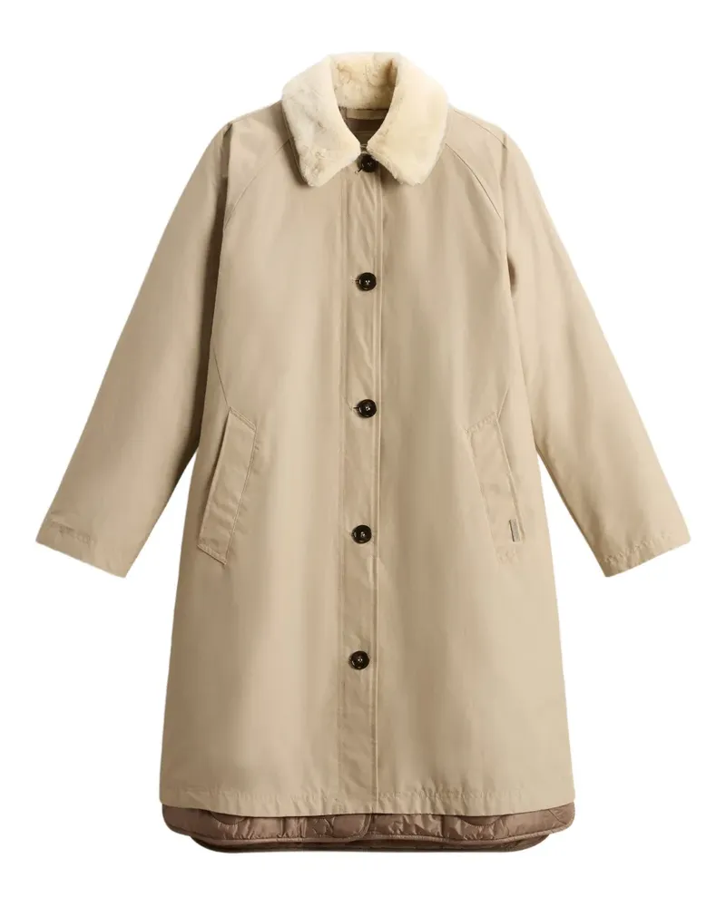 Woolrich Mantel mit Faux-Fur-Kragen - Nude Nude