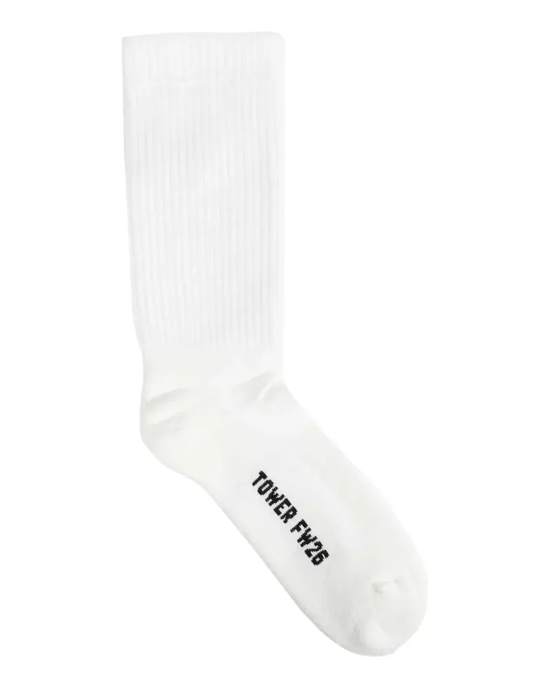 Rick Owens Tower Glitter ribbed-knit cotton socks - Weiß Weiß