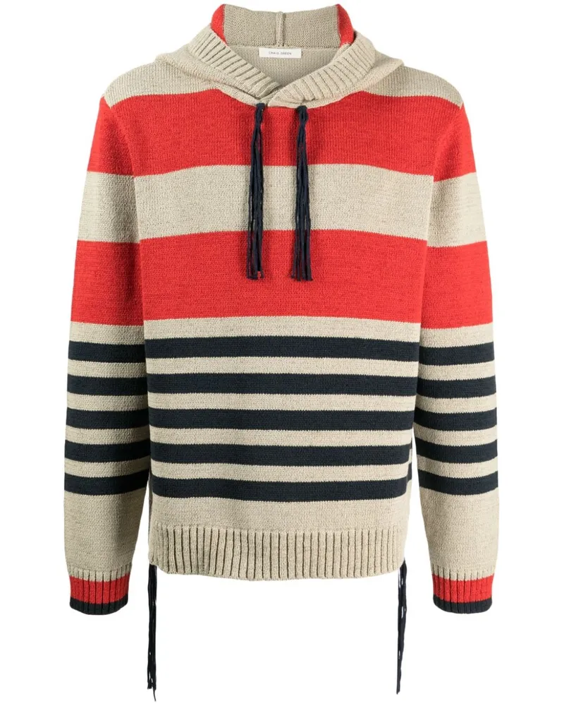 Craig Green Gestrickter Hoodie mit Streifen - Nude Nude