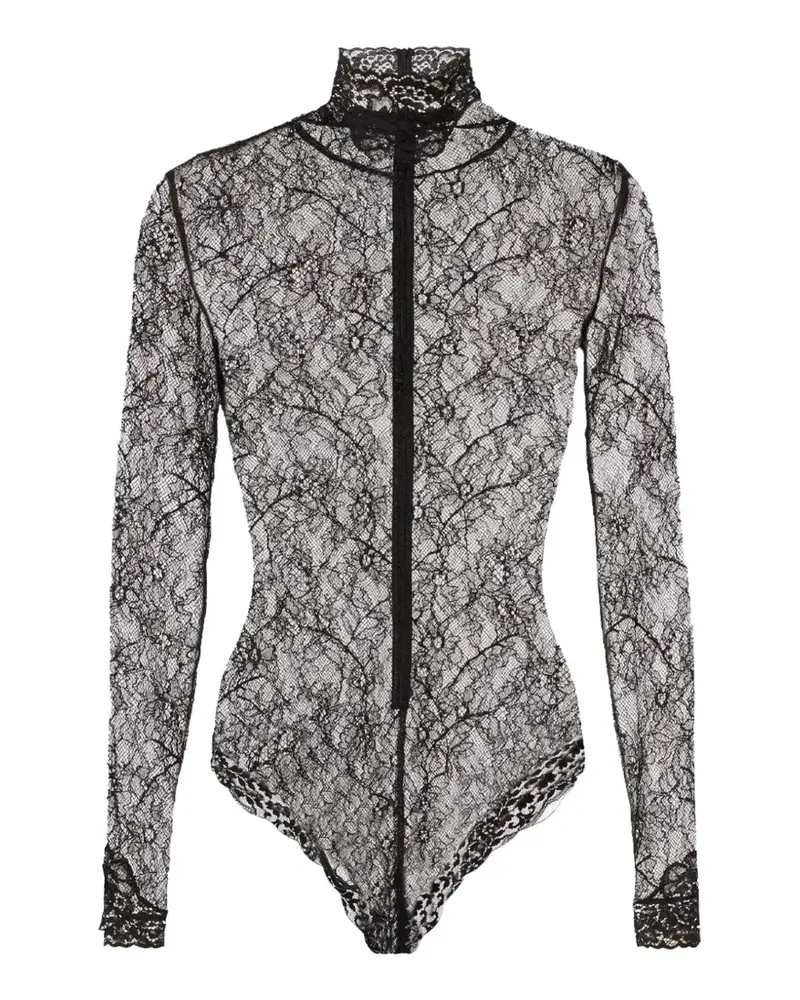 RED Valentino Body mit Spitzeneinsätzen - Schwarz Schwarz