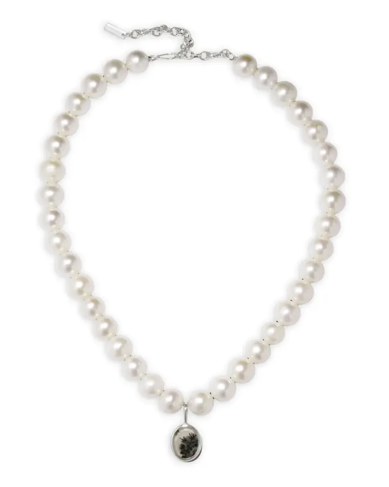 Completedworks Dendrittic Halskette mit Achat und Perle - Silber Silber