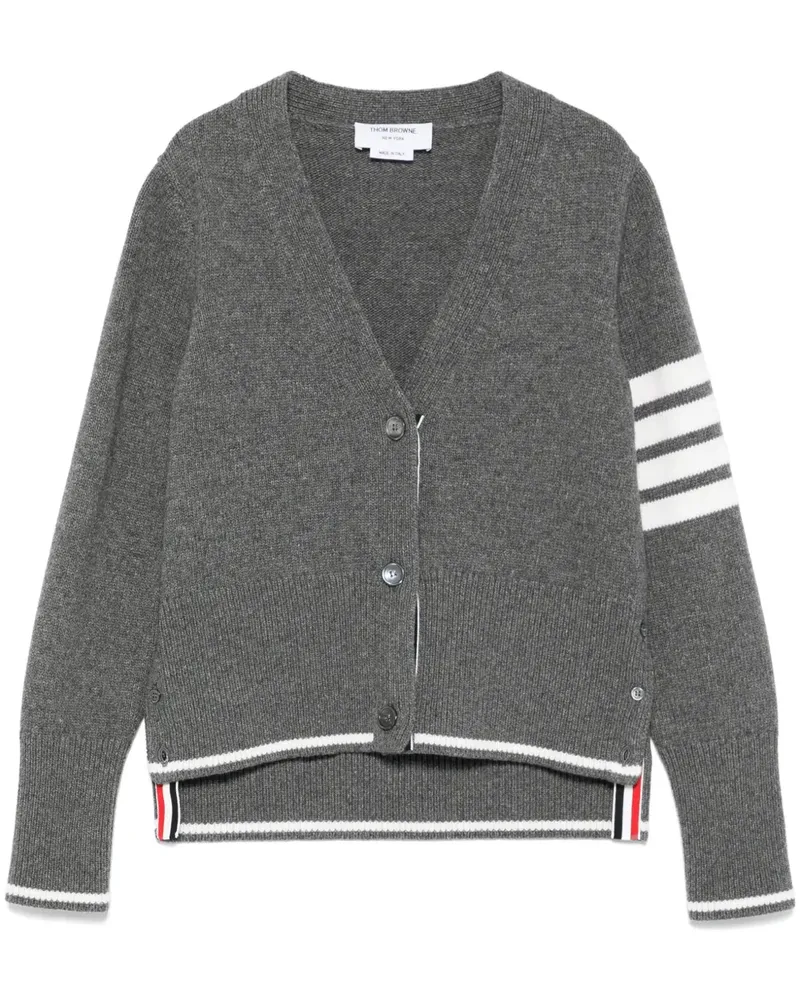 Thom Browne 4 Bar Stripes Cardigan mit Gänse-Intarsie - Grau Grau