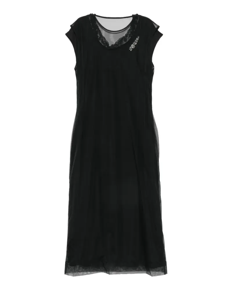 Simone Rocha Kristallverziertes Kleid mit Spitzenbesatz - Schwarz Schwarz