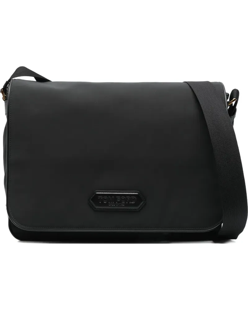 Tom Ford Nylon-Kuriertasche mit Lederbesatz - Schwarz Schwarz