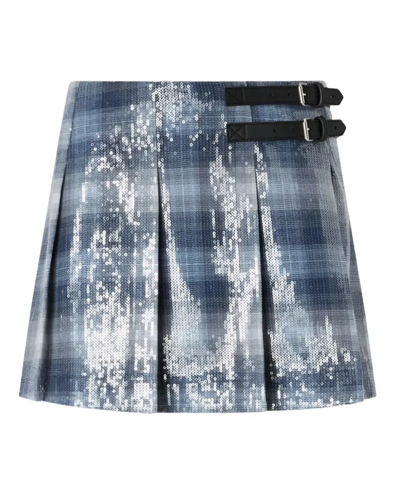 Pinko Minirock mit Karomuster und Pailletten - Blau Blau