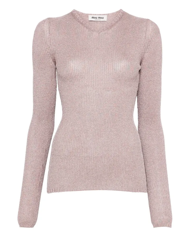 Miu Miu lurex-detail long-sleeve jumper - Rosa Rosa