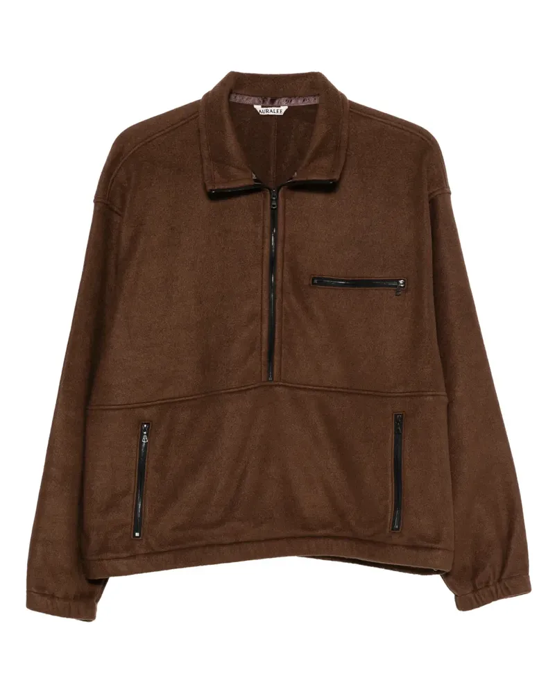 AURALEE Fleece-Sweatshirt mit halblangem Reißverschluss - Braun Braun