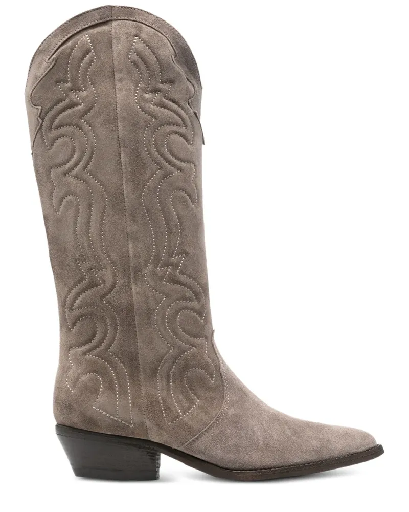 Julie Dee GE039 Stiefel mit Stickerei - Grau Grau