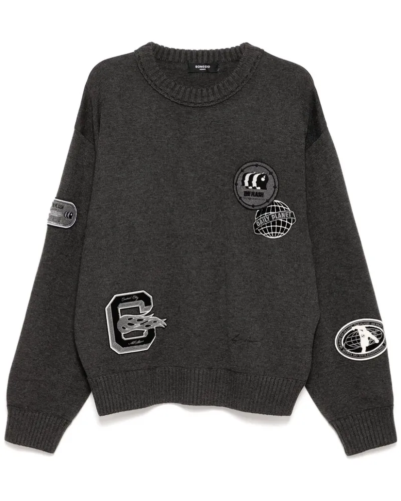 SONGZIO Universe Patchwork Pullover - Grau Grau