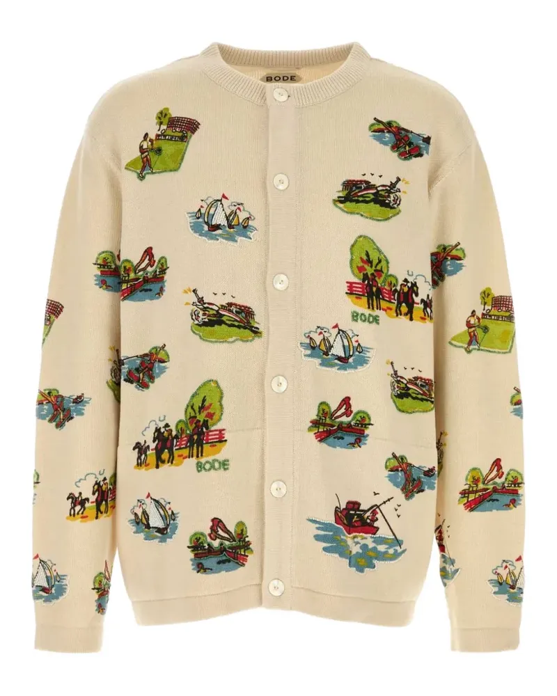 BODE Beaded Camp cardigan - Nude Nude