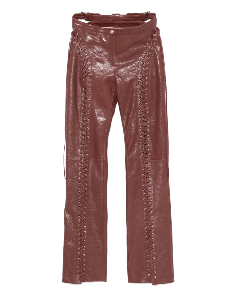 Blumarine Lederhose mit Riss-Effekt - Rot Rot