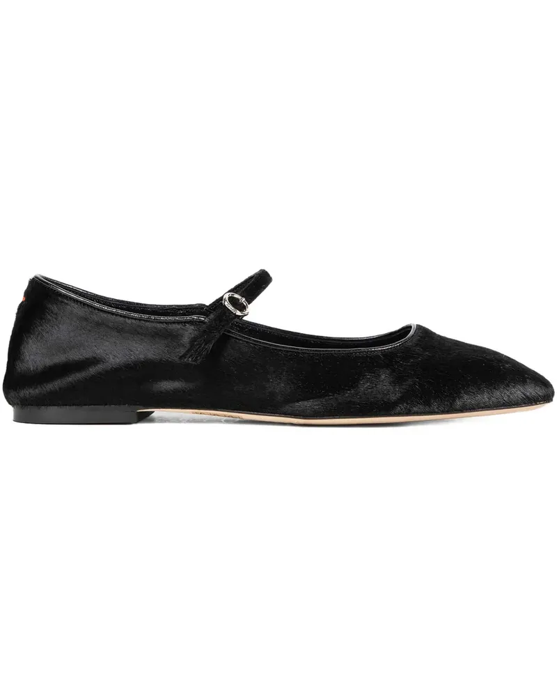 aeyde Mary-Jane pony hair strap ballet flats - Schwarz Schwarz